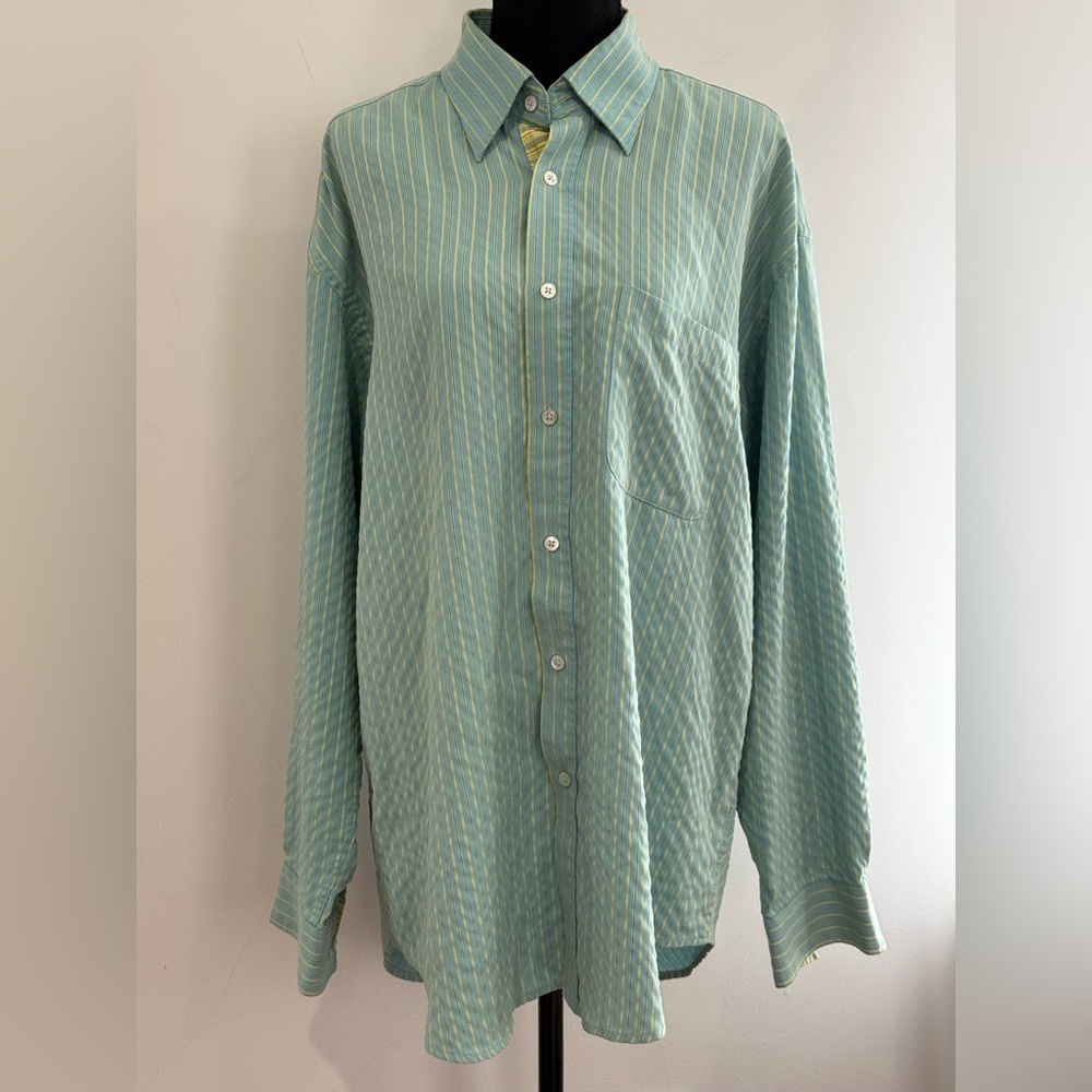 Bugatchi XL Men's Blue Striped Button Down Shirt 334
